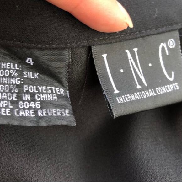 INC Silk black mini skirt lined with beads. Size 4 - Picture 9 of 9